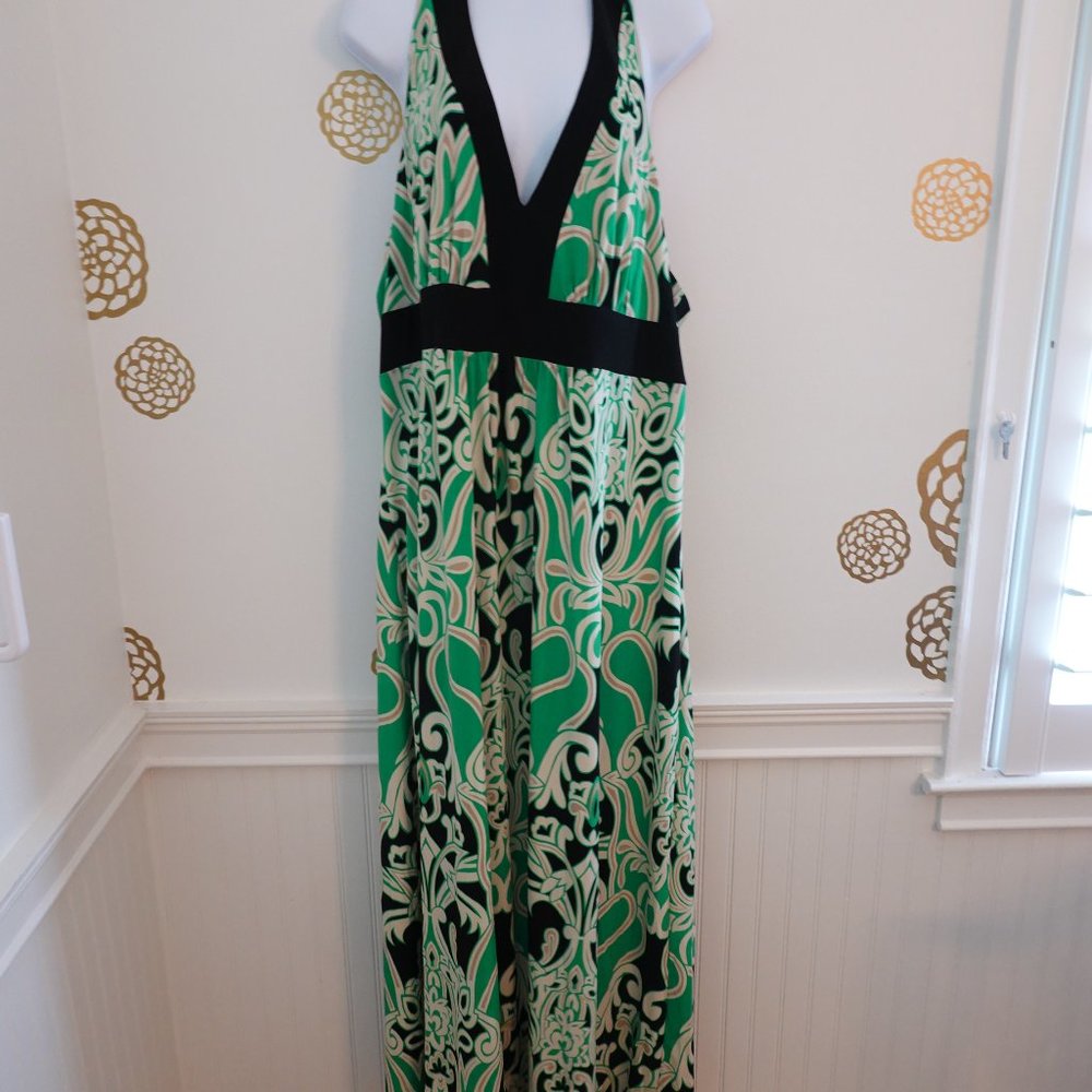 (NWT) Bisou Bisou Print Halter Maxi Dress 22W